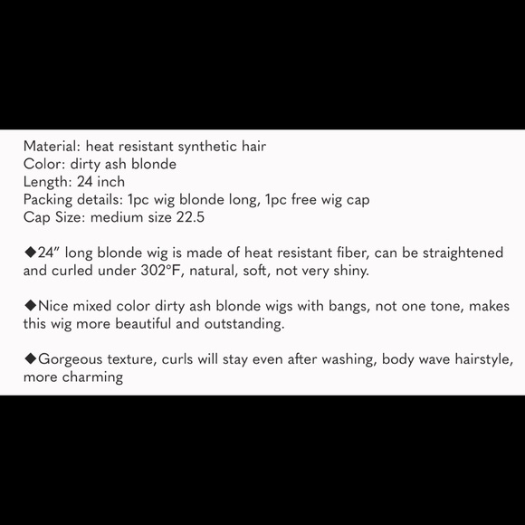 🆕️ Ombre Ash Blonde Wig with Bangs 24”Mixed Color - Picture 7 of 7